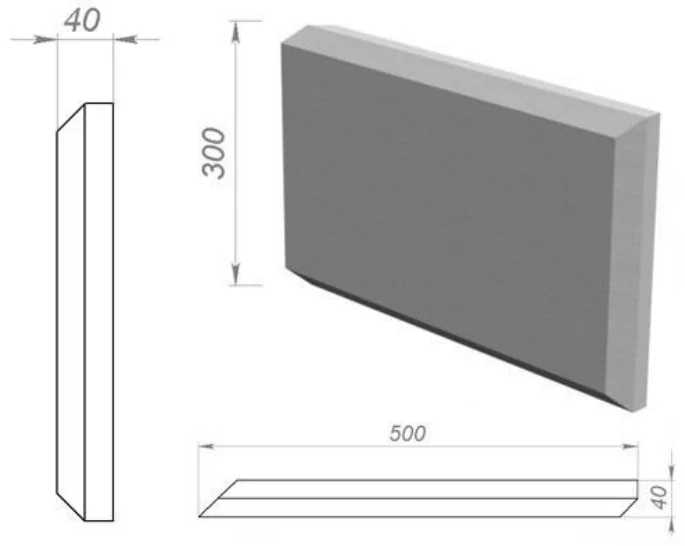 Руст раздельный 500×300×40 мм, артикул РР-42452