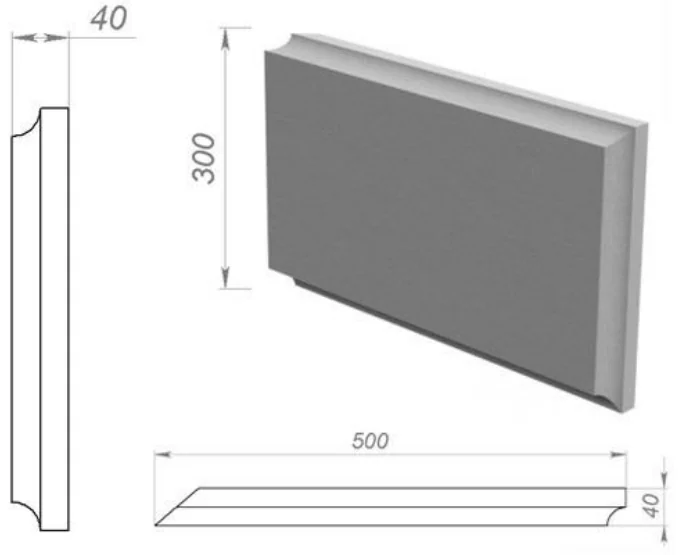 Руст раздельный 500×300×40 мм, артикул РР-44961