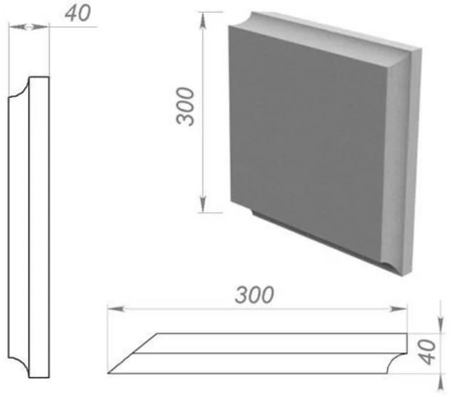 Руст раздельный 300×300×40 мм, артикул РР-64765