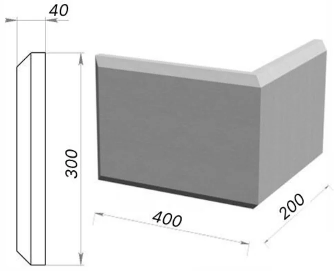Руст угловой 400×200×40 мм, артикул РУ-27910