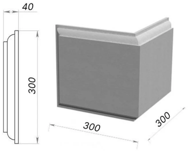 Руст угловой 300×300×40 мм, артикул РУ-41776