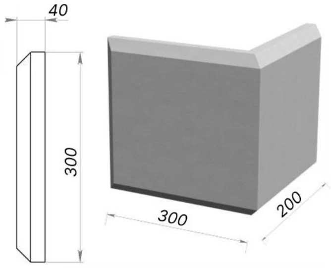 Руст угловой 300×200×40 мм, артикул РУ-49577