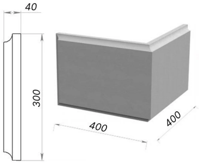 Руст угловой 400×400×40 мм, артикул РУ-56100