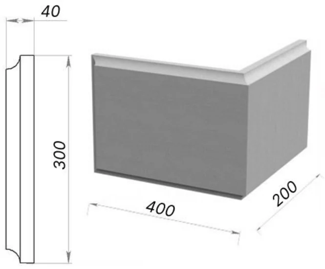 Руст угловой 400×200×40 мм, артикул РУ-58229