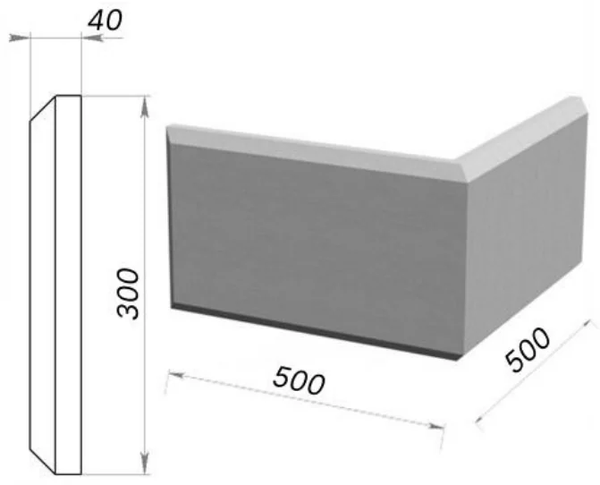 Руст угловой 500×500×40 мм, артикул РУ-71806