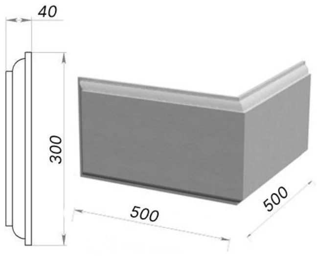 Руст угловой 500×500×40 мм, артикул РУ-77816