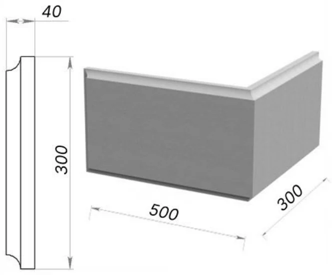 Руст угловой 500×300×40 мм, артикул РУ-98762